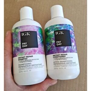 IGK Pay Day Instant Repair Shampoo & Conditioner Duo Set Full Size 8 oz each New